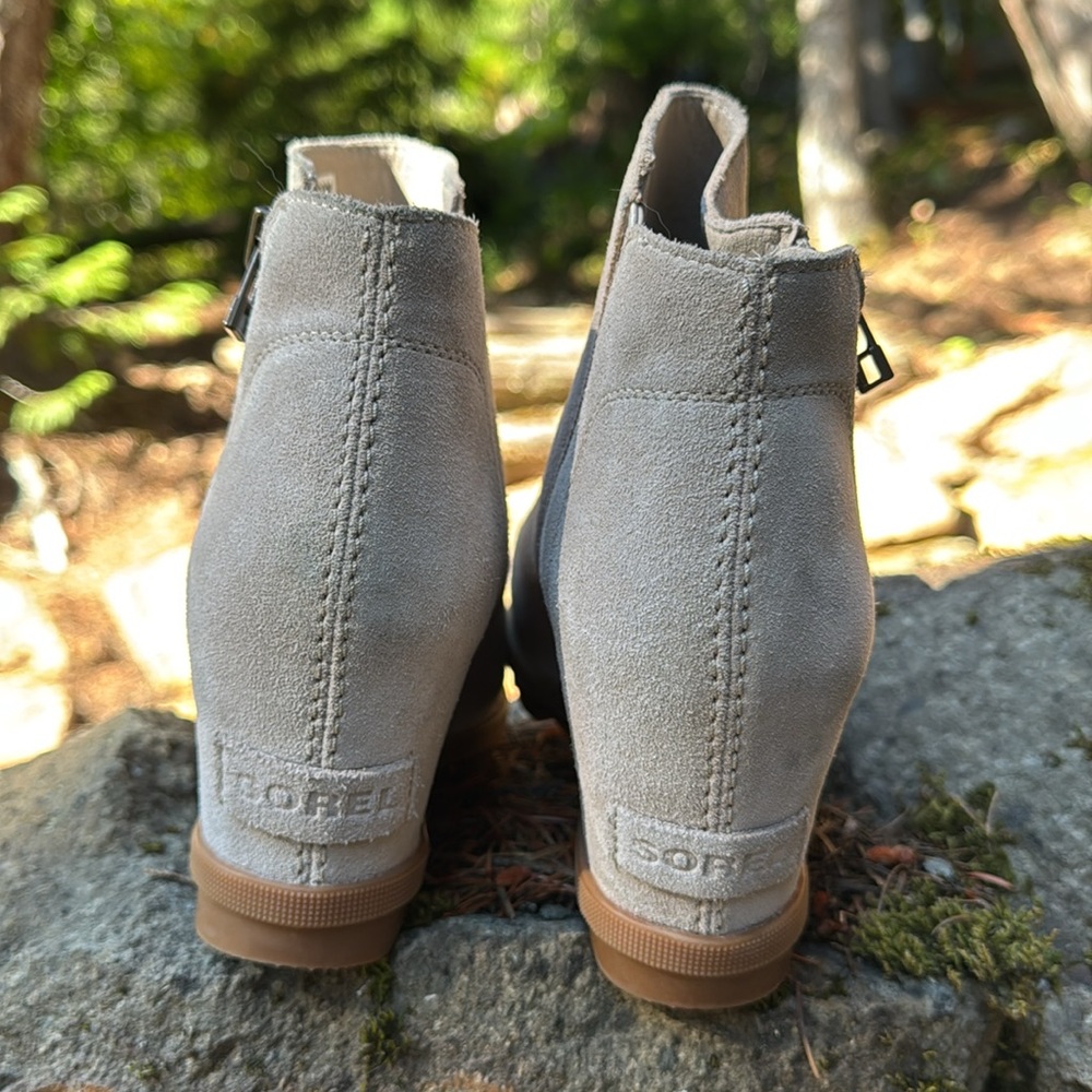 Sorel Joan of Arctic Suede wedge bootie 8 tan - Picture 3 of 5